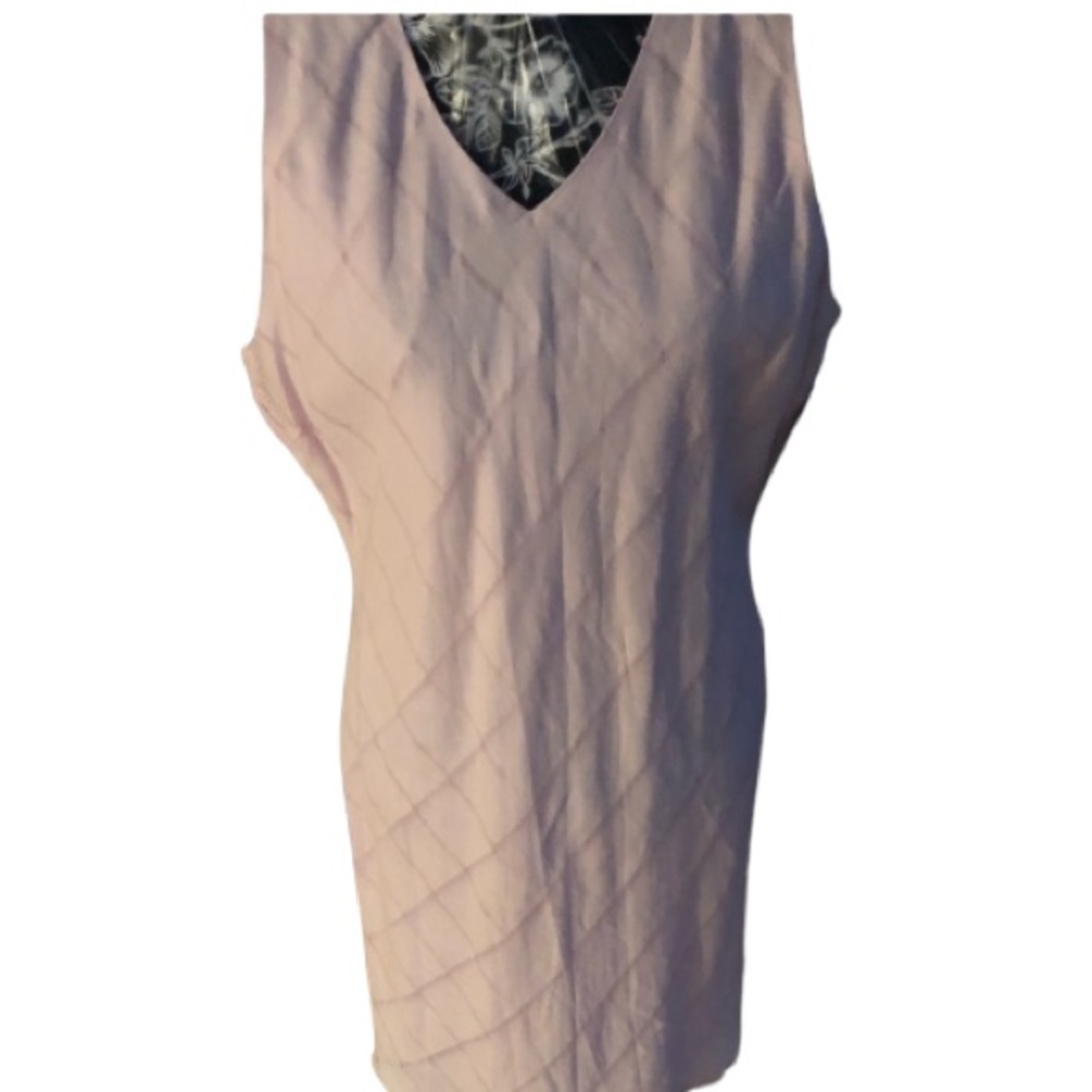 Sherry Taylor size XL pink v-neck sleeveless dress linen like bias cut - Picture 10 of 10